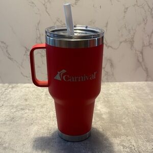 Yeti NWT new Red Carnival cruise Tumbler with Handle and Clear Lid